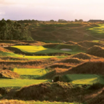 sunset view of a golf course
