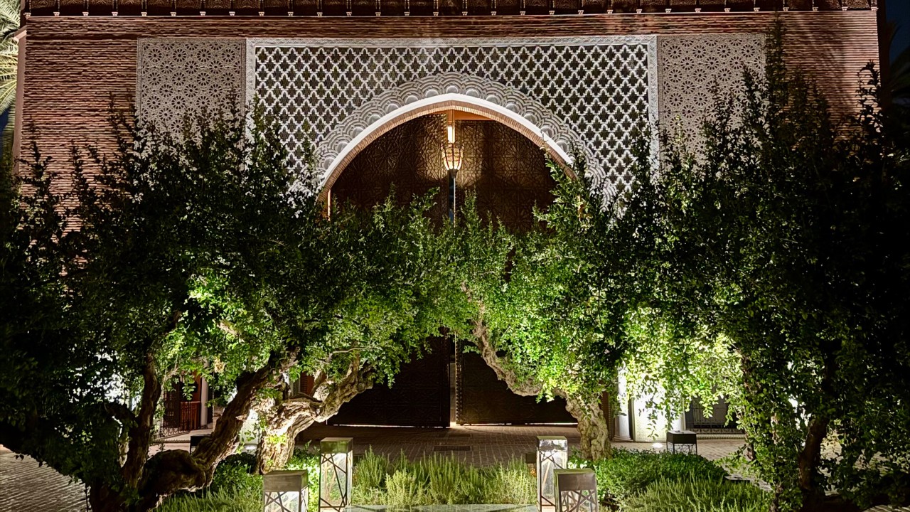 Night View of the front of a private travelling club